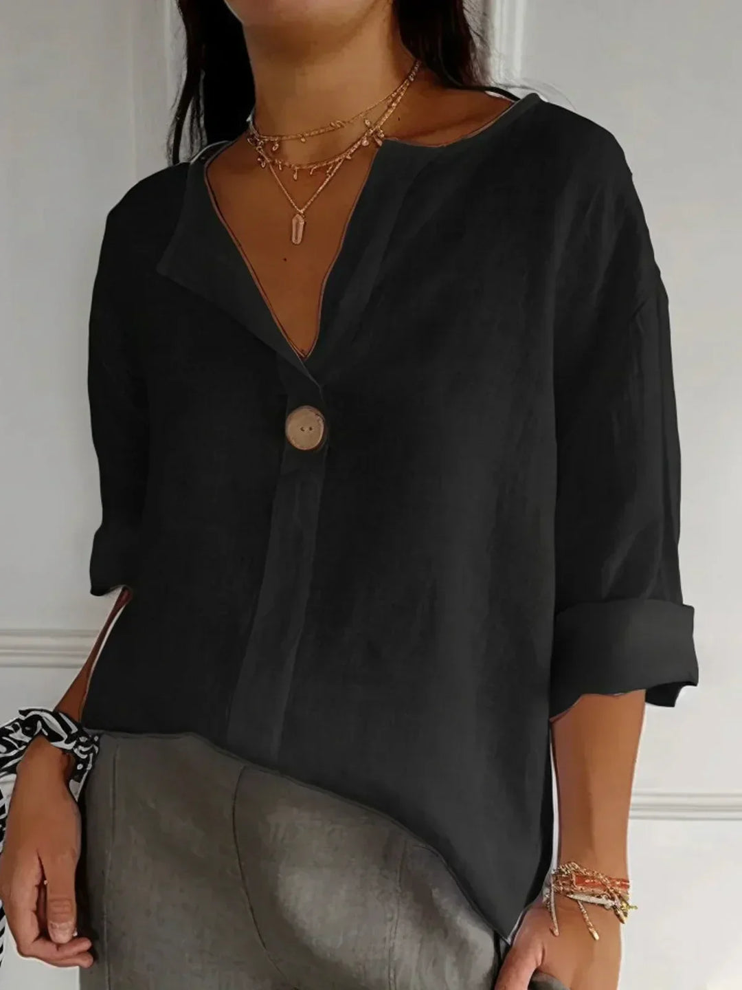 Katy | Casual V-Neck Linen Blouse