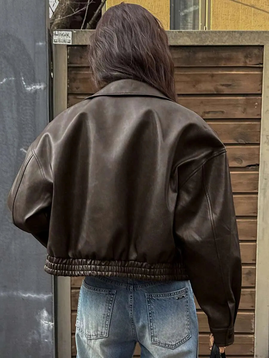 DAYZY Vintage Charm | Cropped Oversized Jacket with Pockets