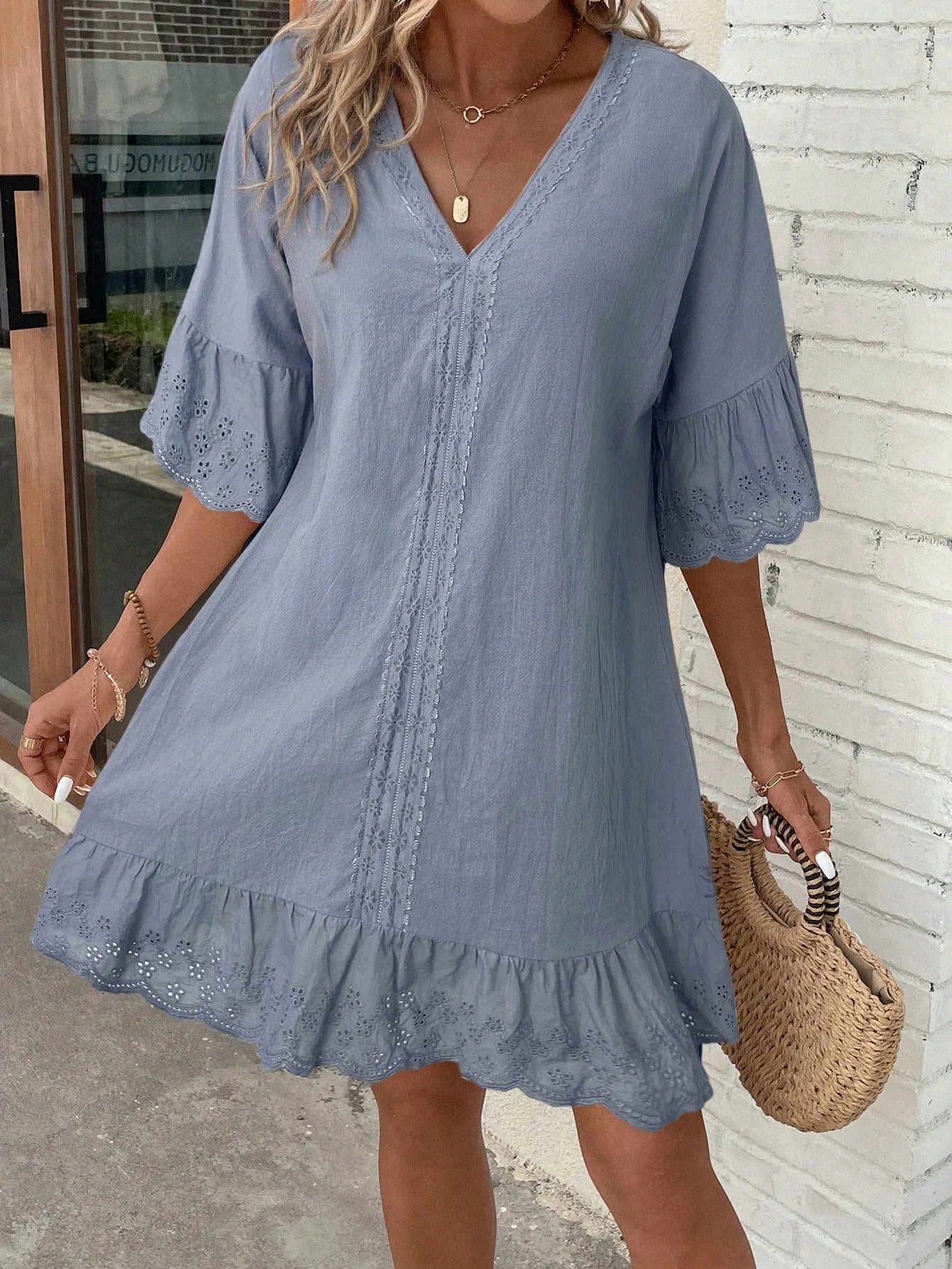 Elowyn | Lace-Trim Ruffle Maxi Dress
