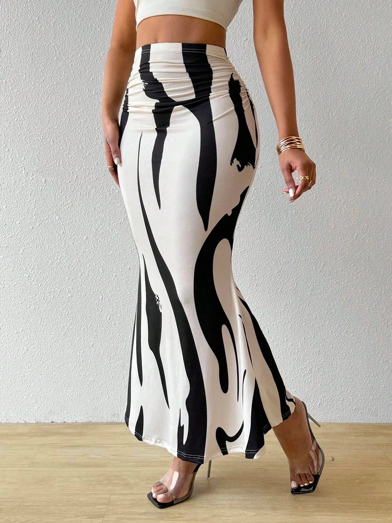 Serenya | Pleated Color-Block Maxi Skirt