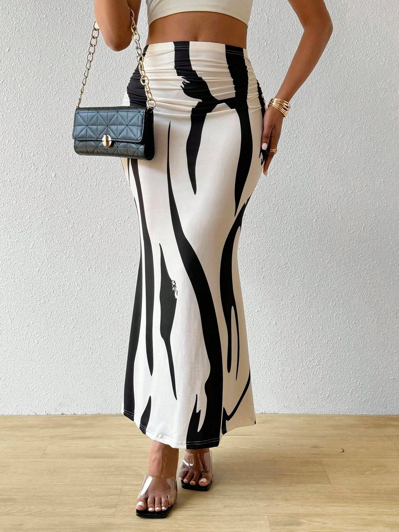 Serenya | Pleated Color-Block Maxi Skirt