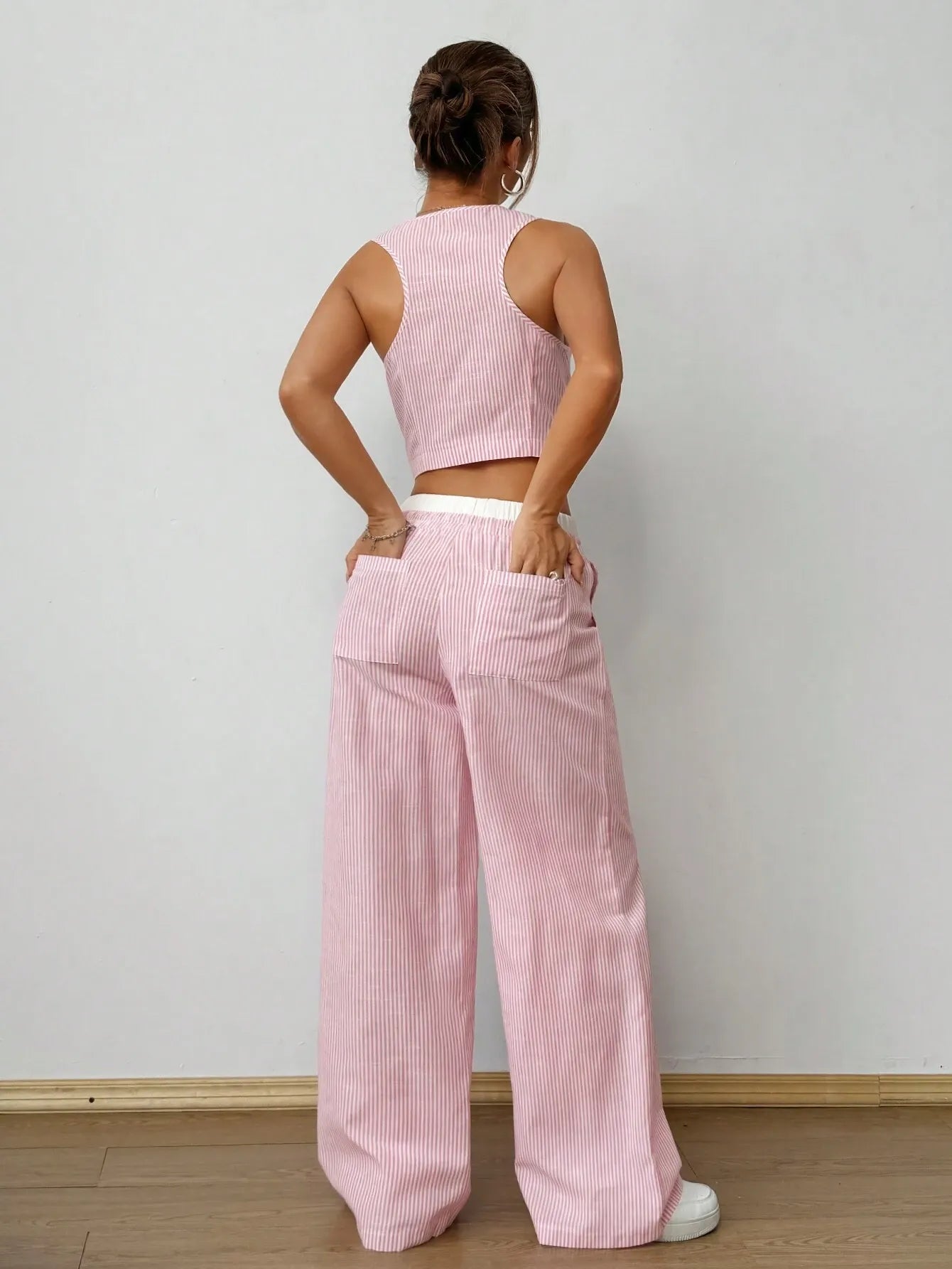 Flila | 2-Piece Striped V-Neck Top & Pants Set