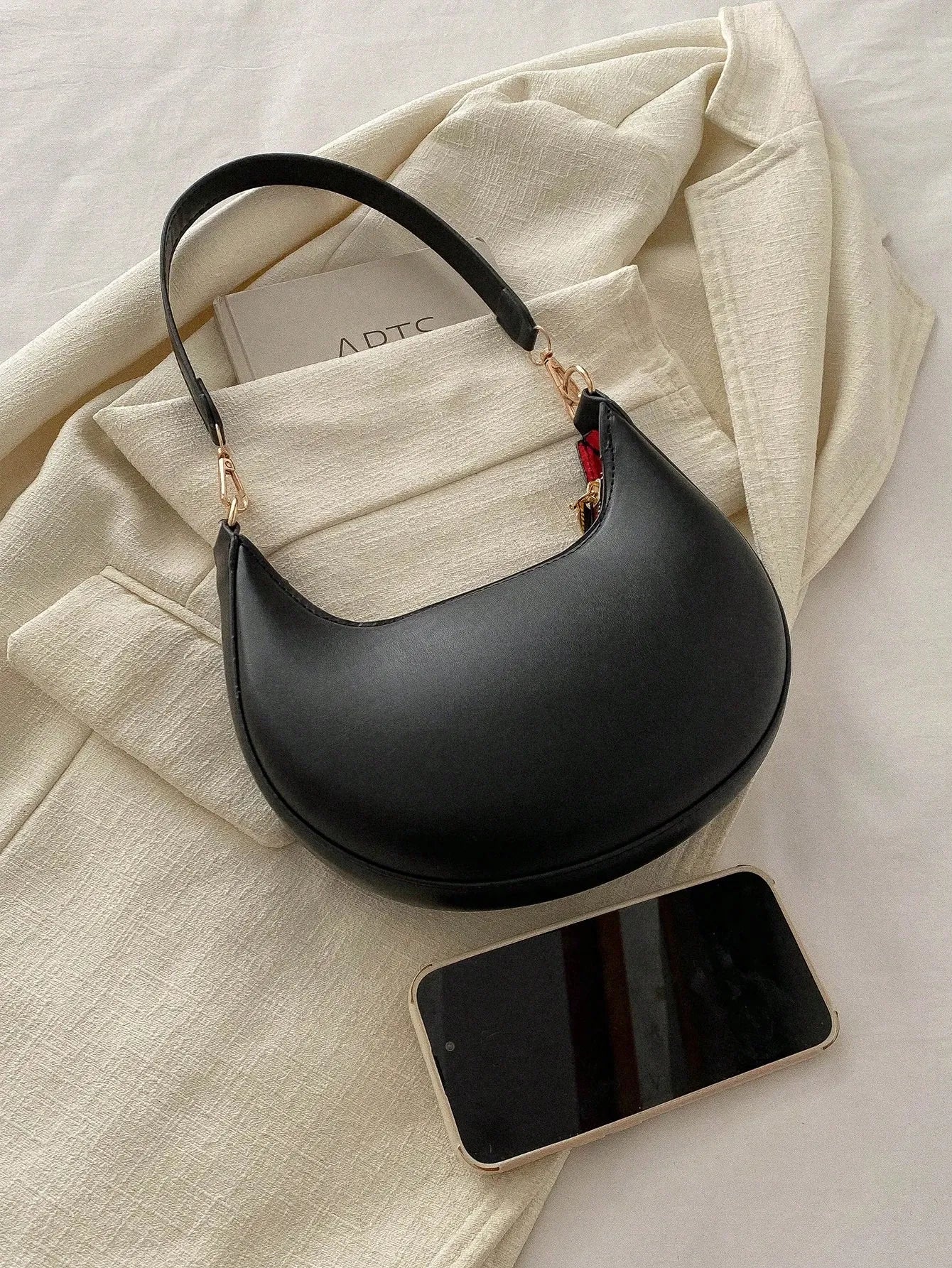 Cress Luxe – PU Leather Half-Moon Shoulder Bag