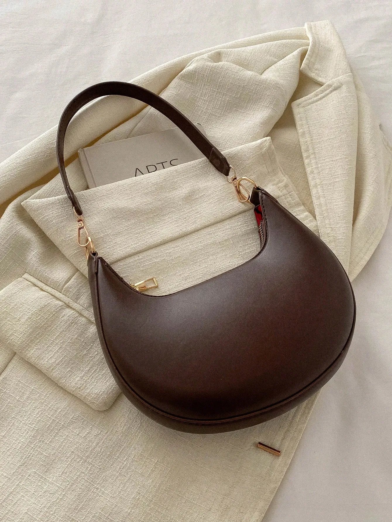 Cress Luxe – PU Leather Half-Moon Shoulder Bag