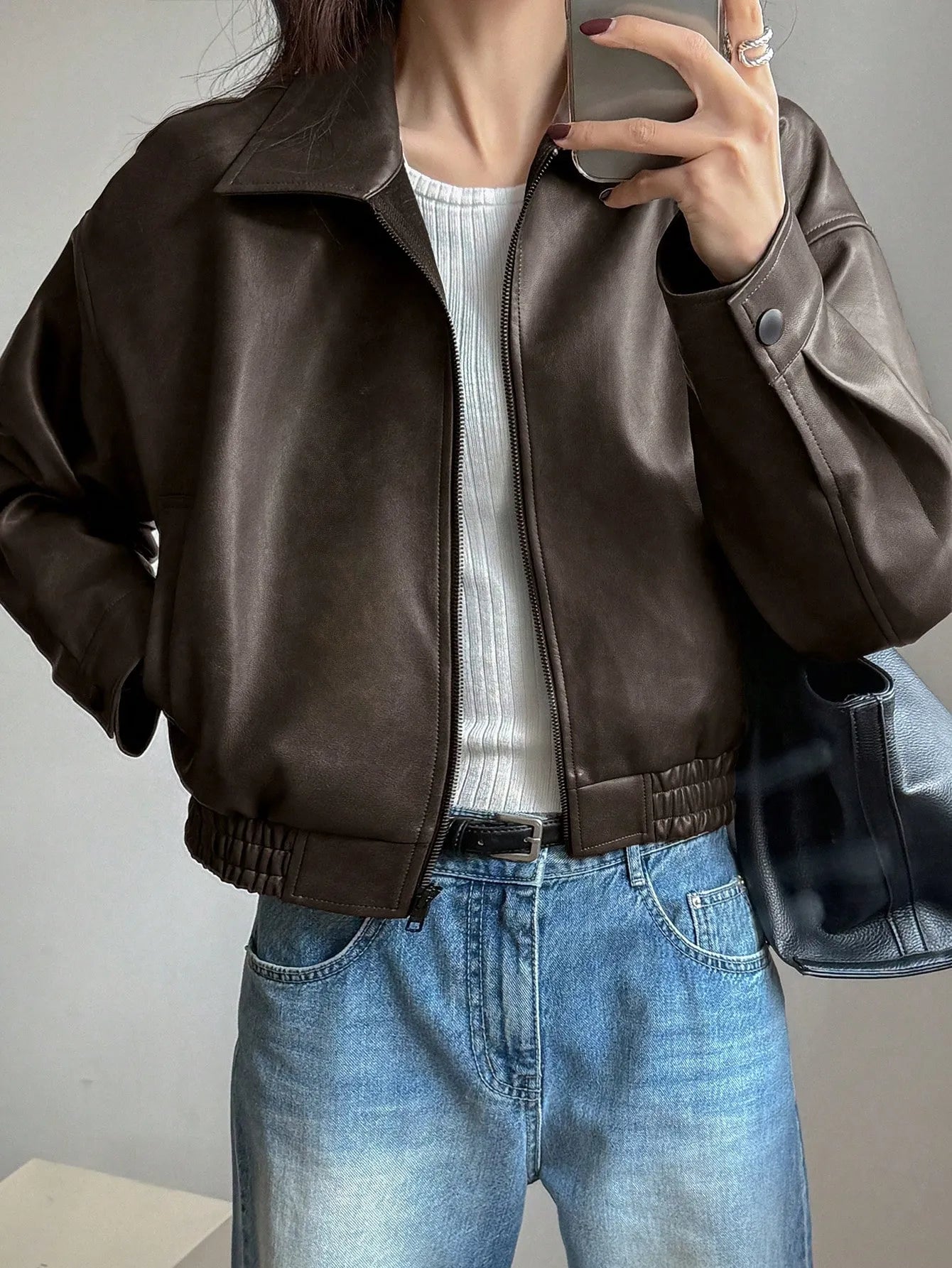 DAYZY Vintage Charm | Cropped Oversized Jacket with Pockets