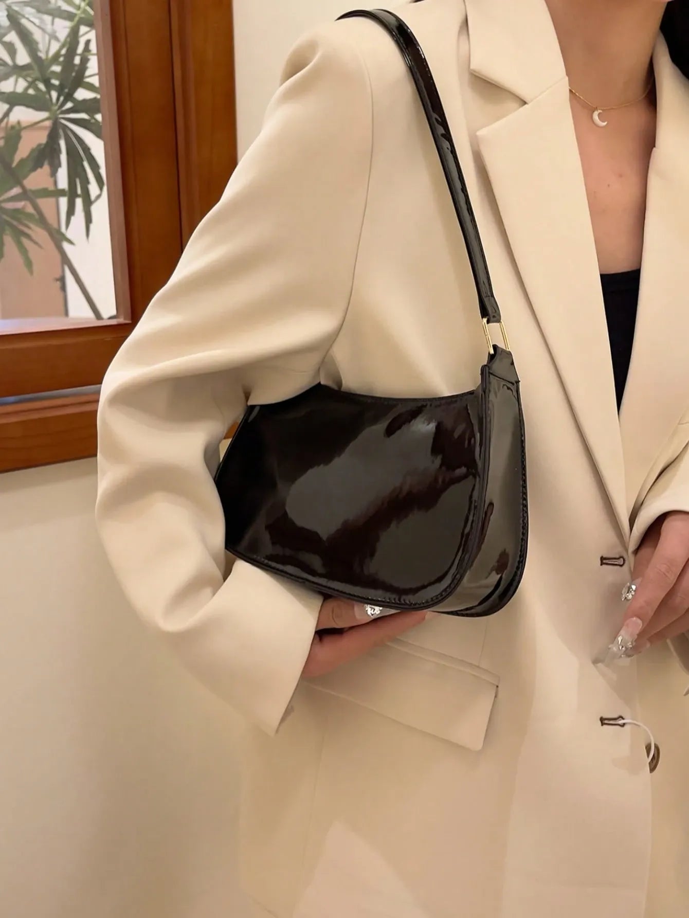 Lanure Luxe | Minimalist Half-Moon Shoulder Bag