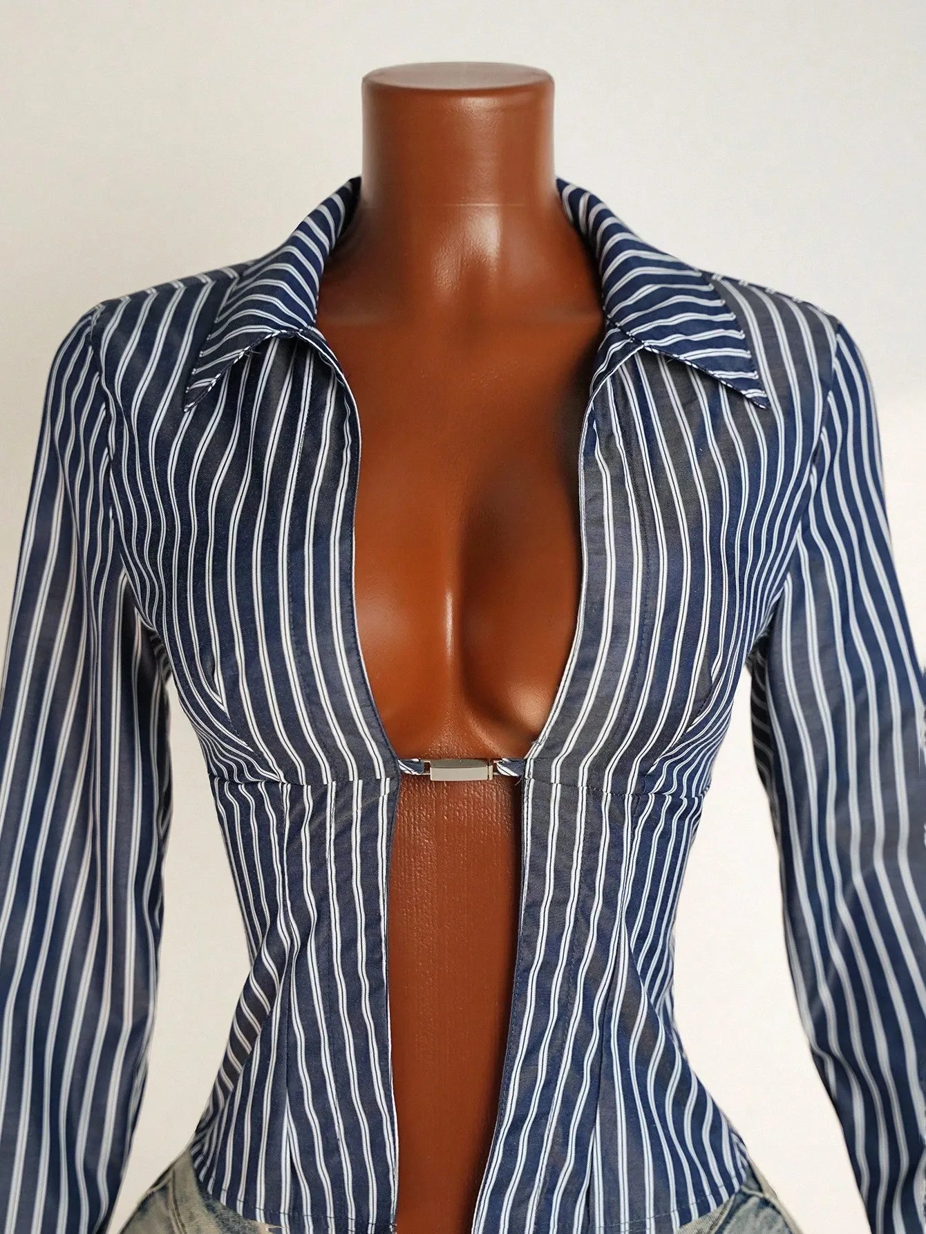 Elara | Striped Puff-Sleeve Crop Shirt
