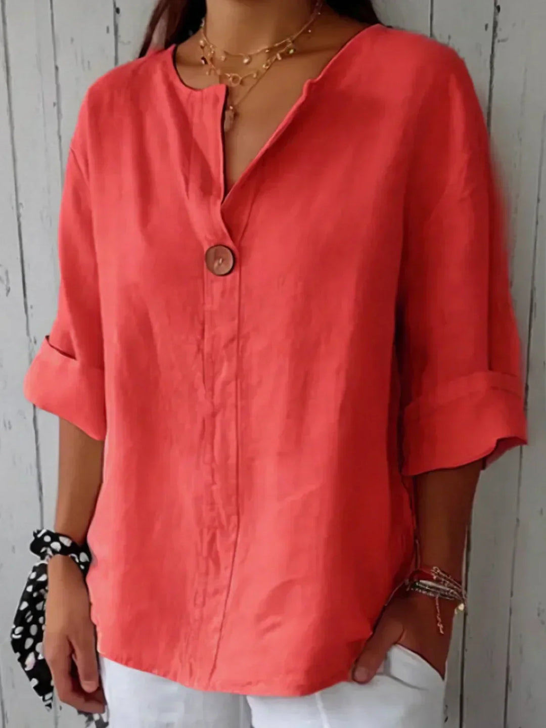 Katy | Casual V-Neck Linen Blouse