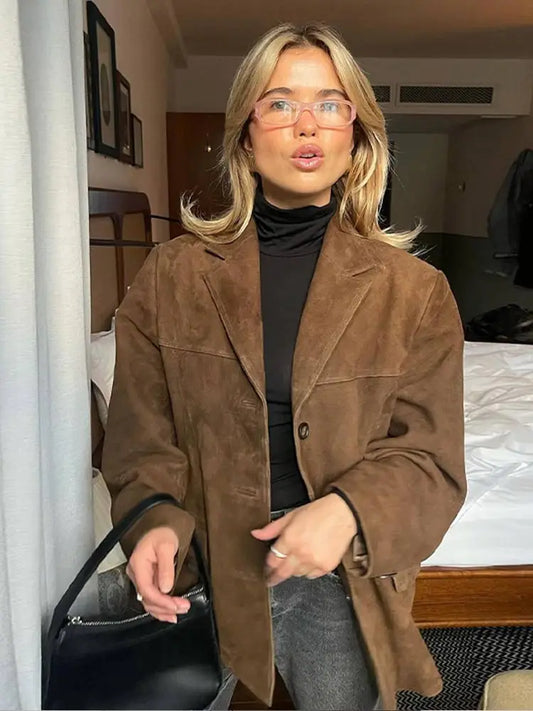 Hannah | Classic Brown Suede Jacket