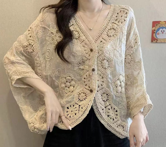 JIANU Boho Breeze | Petite Crochet Lace Cardigan