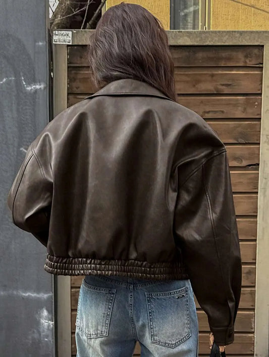 DAYZY Vintage Charm | Cropped Oversized Jacket with Pockets