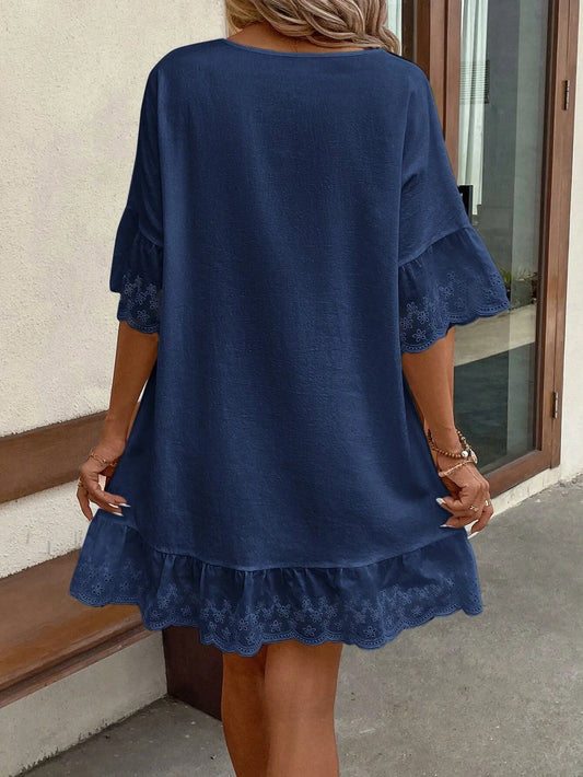 Elowyn | Lace-Trim Ruffle Maxi Dress