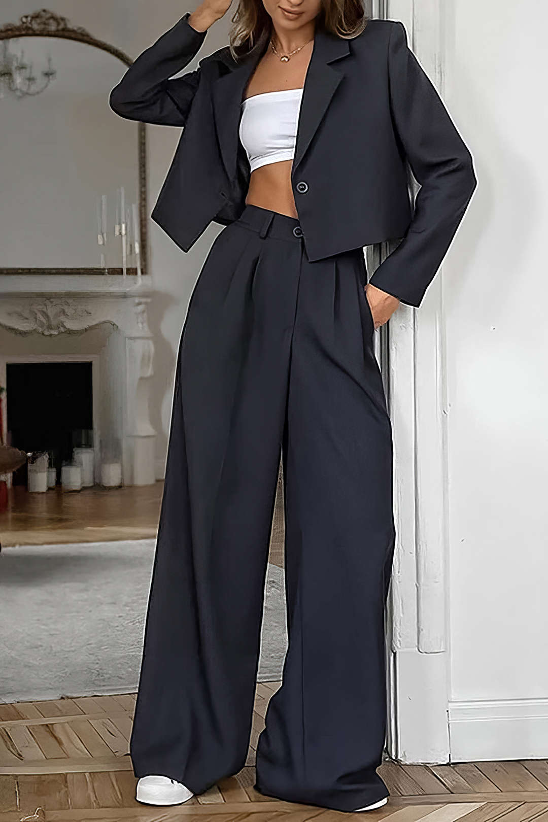 High Waist Blazer and High Waist Pants Set | Professional and Versatile Use