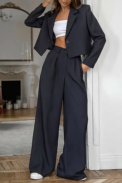 High Waist Blazer and High Waist Pants Set | Professional and Versatile Use