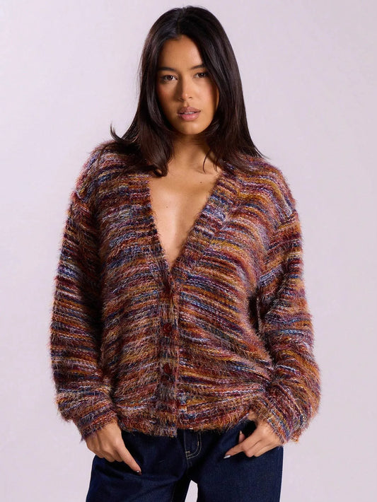 Lyra | Striped Oversized Knit Cardigan