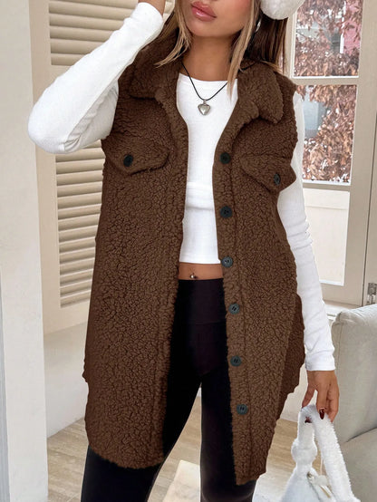 Solenne | Brown Flannel Teddy Coat
