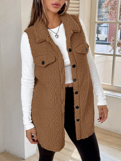 Solenne | Brown Flannel Teddy Coat