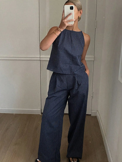 Shelley | Midnight Stripes Two-Piece Set