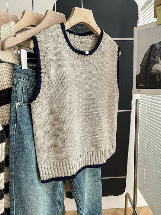 Maelis | Contrast-Trim Knit Vest
