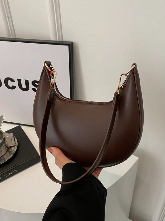 Cress Luxe – PU Leather Half-Moon Shoulder Bag