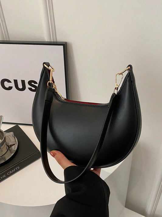 Cress Luxe – PU Leather Half-Moon Shoulder Bag
