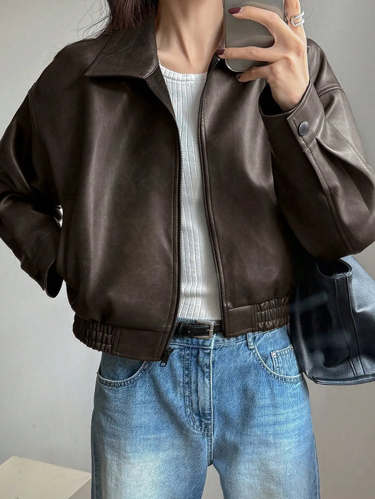 DAYZY Vintage Charm | Cropped Oversized Jacket with Pockets