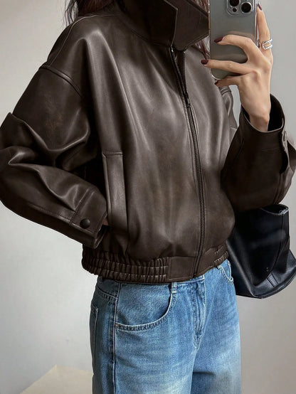 DAYZY Vintage Charm | Cropped Oversized Jacket with Pockets