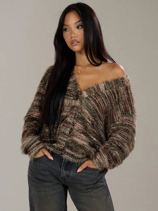 Lyra | Striped Oversized Knit Cardigan