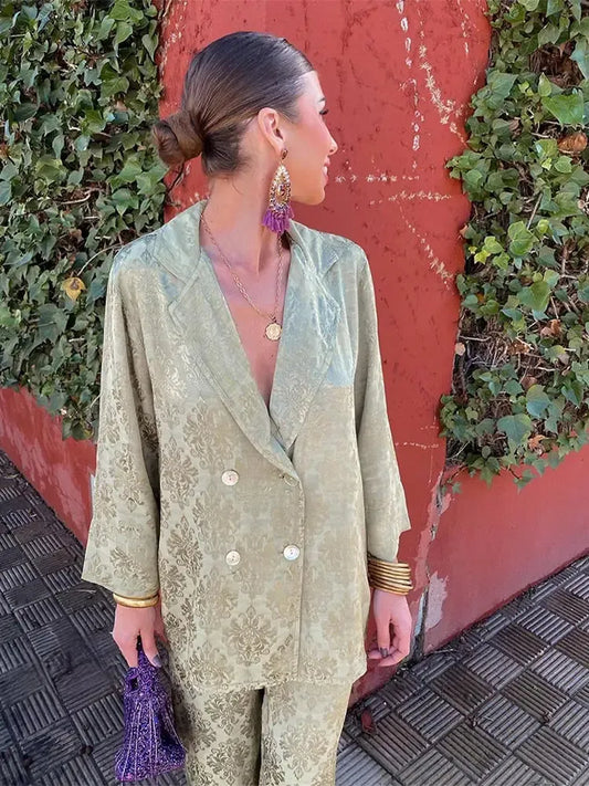 V-Neck Blazer Set For Women