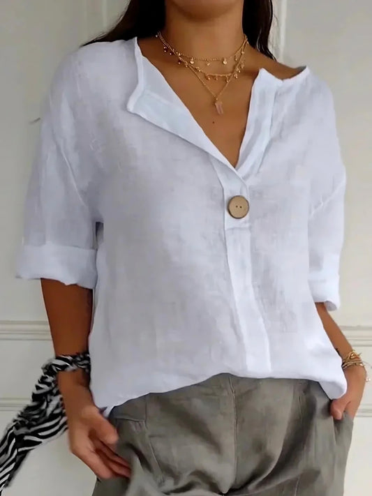 Katy | Casual V-Neck Linen Blouse