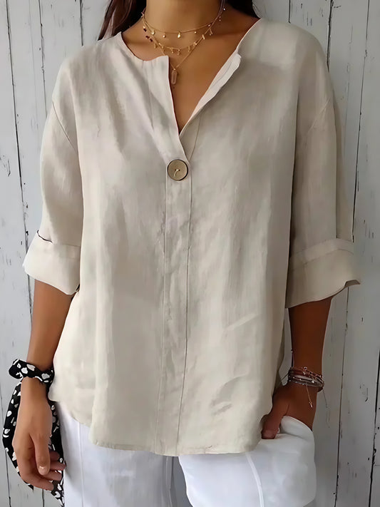 Katy | Casual V-Neck Linen Blouse